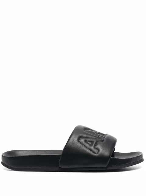 AMBUSH logo-quilted slides Black BMIC001F21LEA0011010