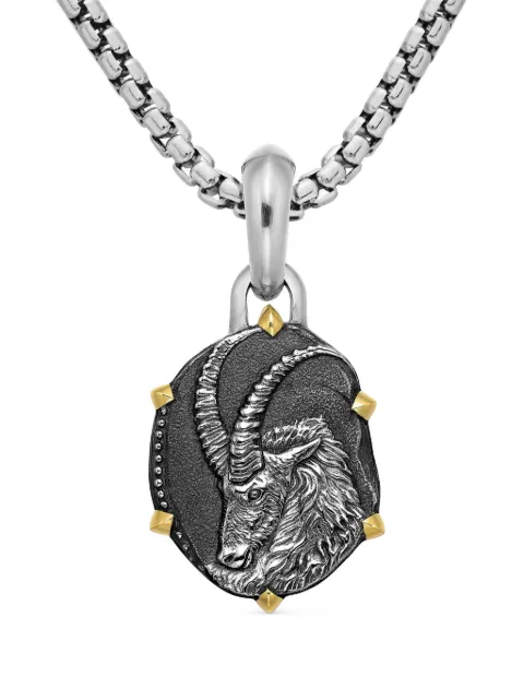 David Yurman 18kt yellow gold and sterling silver Capricorn amulet (33mm) Silver D25691MS8