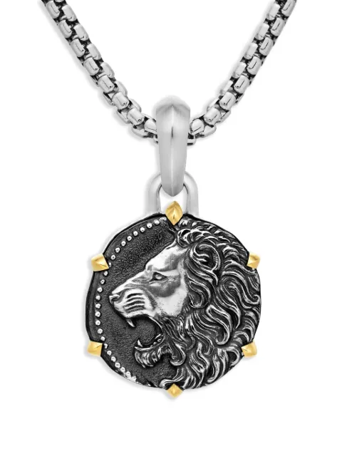 David Yurman 18kt yellow gold and sterling silver Leo amulet (33mm) Silver D25686MS8