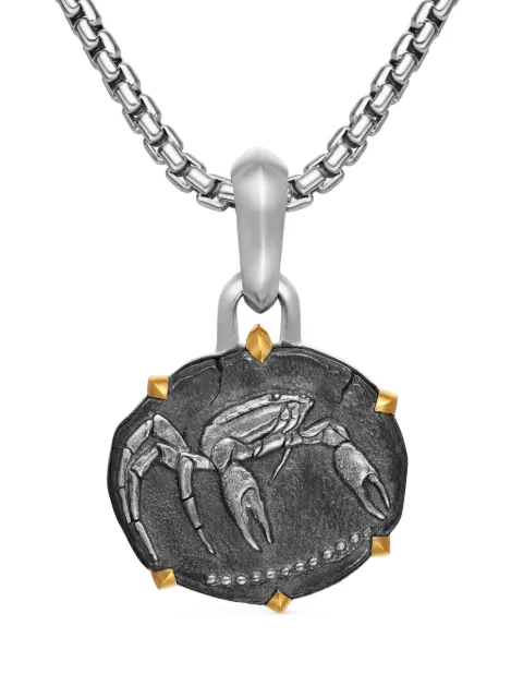 David Yurman 18kt yellow gold and sterling silver Cancer amulet (33mm) Silver D25685MS8
