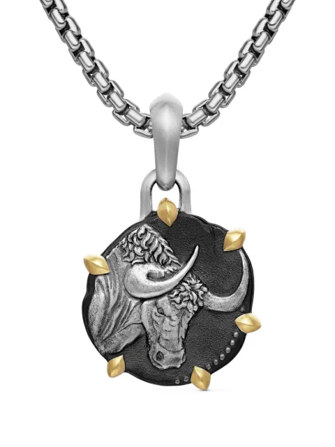David Yurman 18kt yellow gold and sterling silver Taurus amulet (33mm) Silver D25683MS8