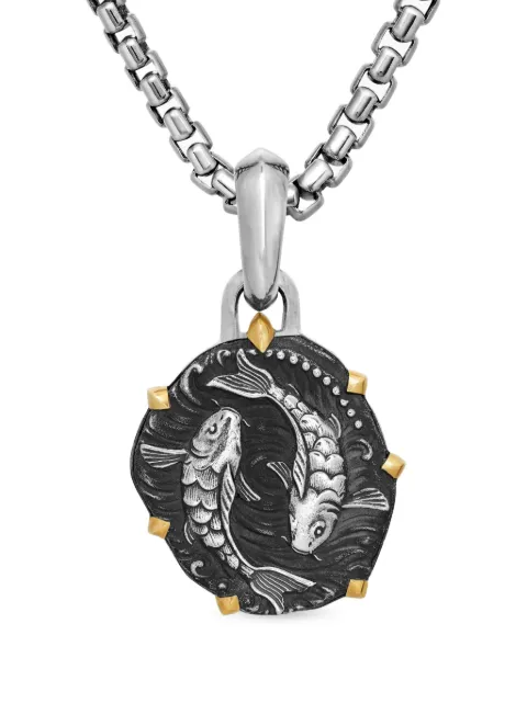 David Yurman 18kt yellow gold and sterling silver Pisces amulet (33mm) Silver D25681MS8