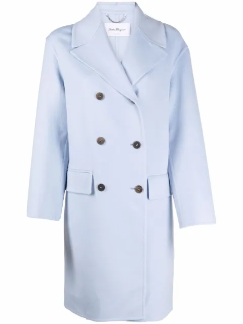 Ferragamo double-breasted button coat Blue 748558