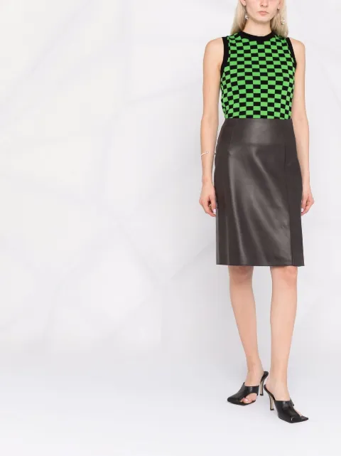Ferragamo slim leather midi skirt Brown 746152