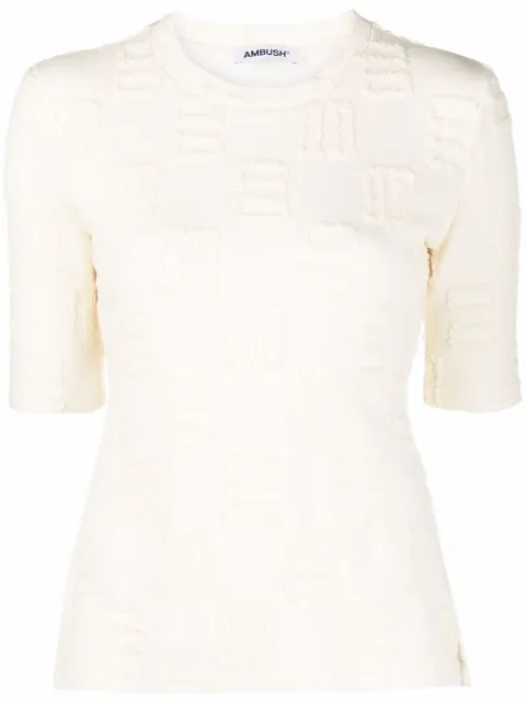 AMBUSH monogram-pattern T-shirt Neutrals BWAA011F21JER0011900