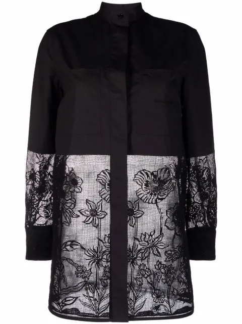 Ferragamo longline cordonetto lace shirt Black 746095