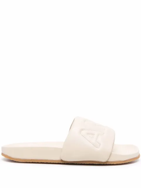 AMBUSH logo-quilted slides Neutrals BMIC001F21LEA0010101