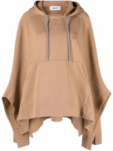 AMBUSH hooded draped poncho Neutrals BWBC001F21FLE0016262