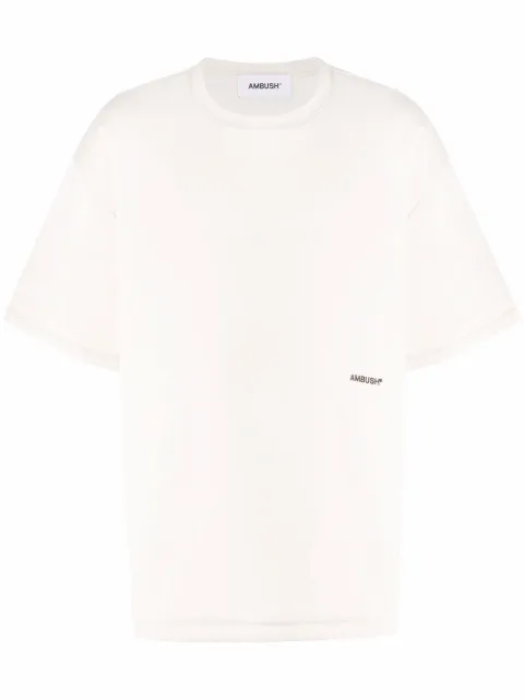 AMBUSH embroidered logo cotton T-shirt Neutrals BMAA013F21JER0020404