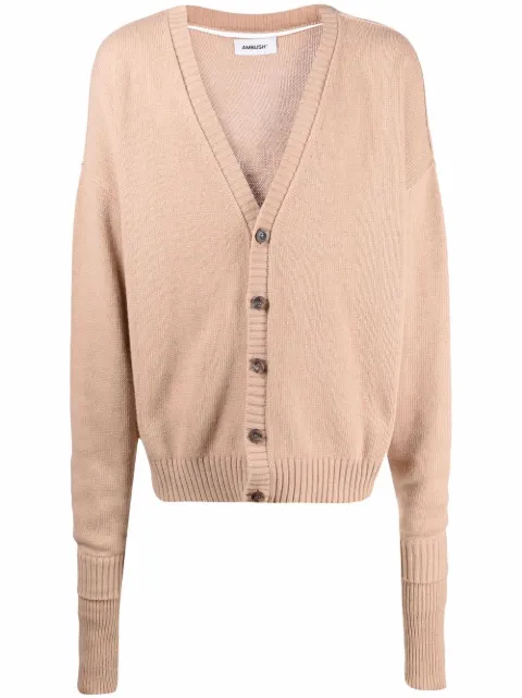 AMBUSH logo-intarsia cardigan Neutrals BMHB005F21KNI0016262