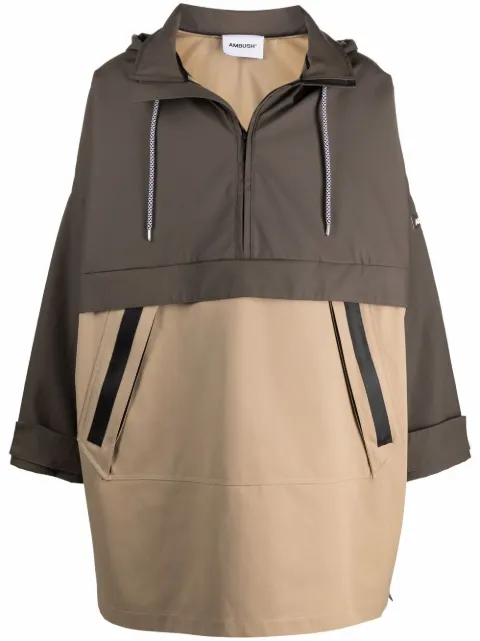 AMBUSH colour-block hooded parka Green BMEO001F21FAB0015656