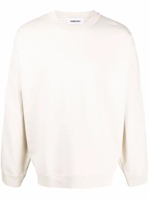 AMBUSH logo-print sleeve sweatshirt Neutrals BMBA013F21FLE0010403