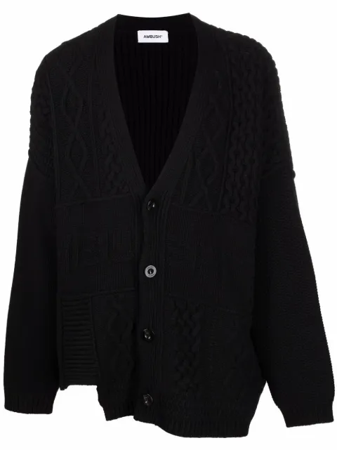 AMBUSH patchwork knitted cardigan Black BMHF008F21KNI0011000