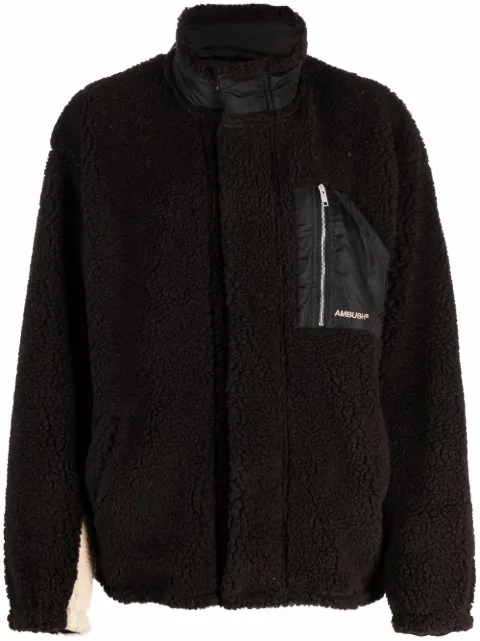 AMBUSH two-tone teddy jacket Brown BWEA010F21FAB001