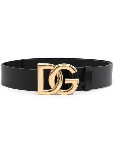 Dolce & Gabbana logo-plaque leather belt Black BC4646AX622