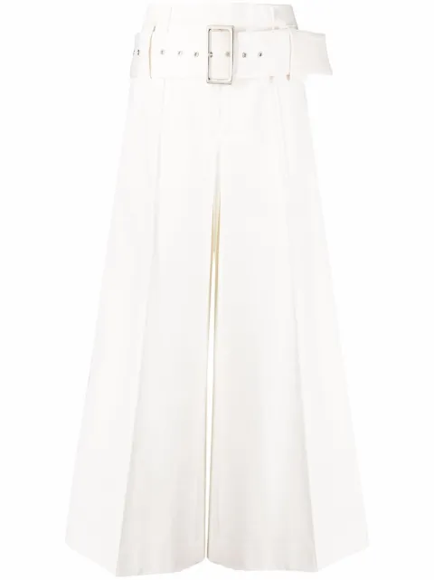 10 CORSO COMO high-waist belted wide-leg trousers White 100315TF0002TE33830