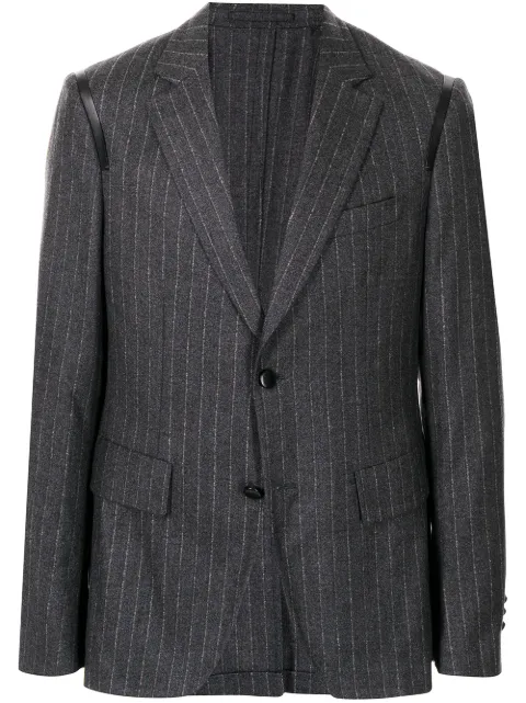 Ferragamo leather-trim suit jacket Grey 747060