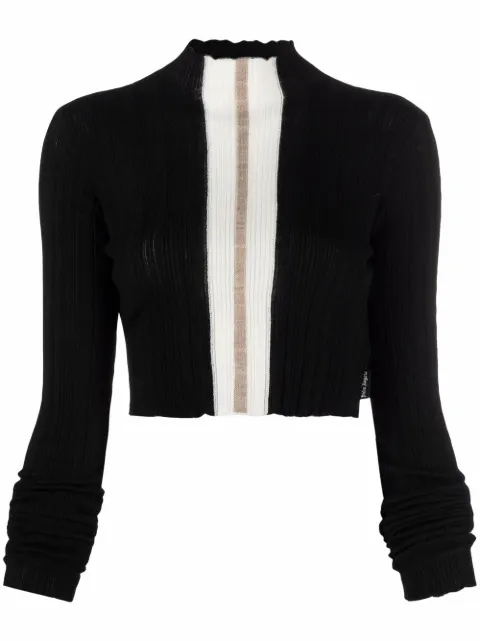 Palm Angels mock-neck cropped jumper Black PWHF012F21KNI0011001