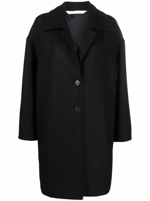 Palm Angels logo-print oversized coat Black PWEA059C99FAB0011001