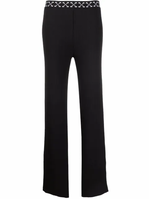 Off-White Arrows-waistband ribbed trousers Black OWHG006F21KNI0011001