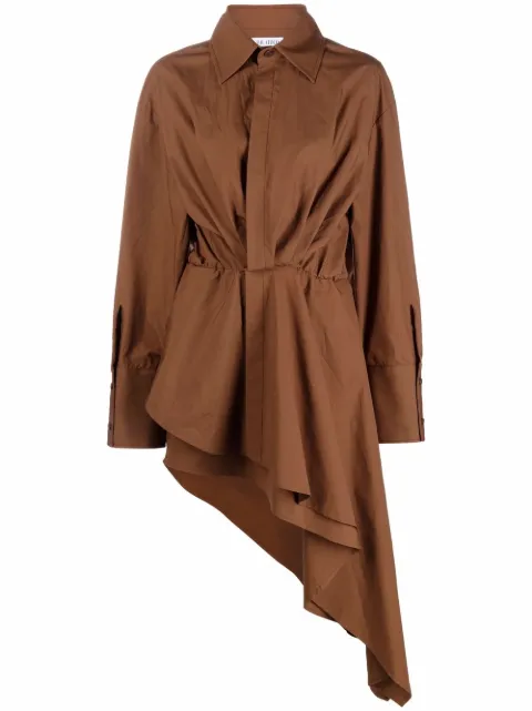The Attico asymmetric gathered shirtdress Brown 213WCA83C017