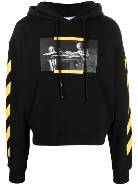 Off-White Carav Diag-stripe hoodie Black OMBB037F21FLE0111084