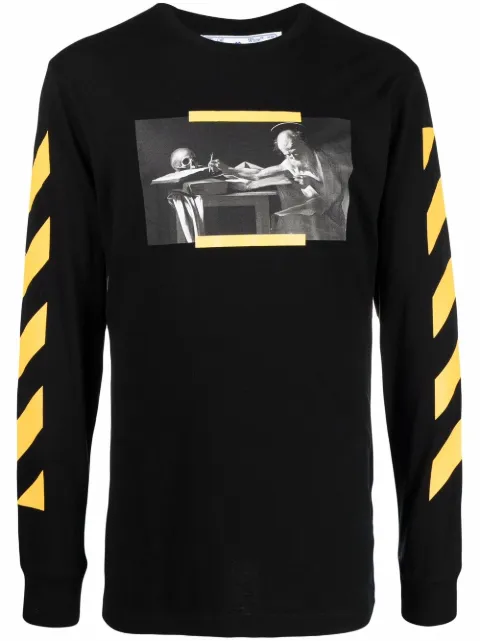 Off-White Caravaggio print long-sleeve T-shirt Black OMAB001F21JER0041084