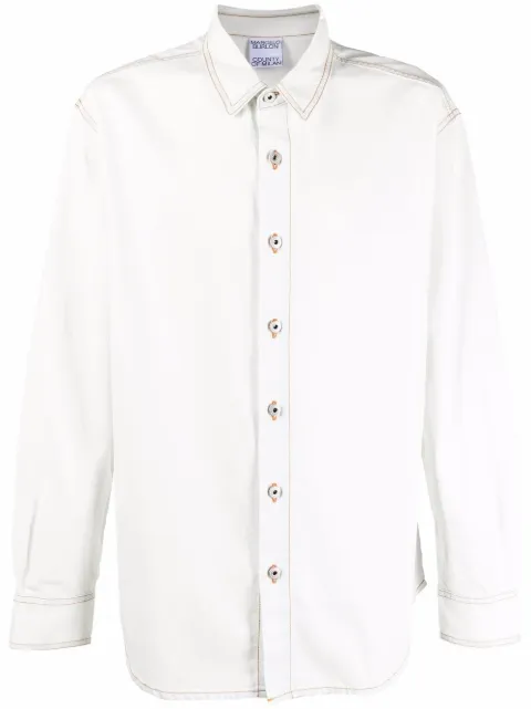 COUNTY OF MILAN Cross Wolf long-sleeve shirt White CMYD014F21DEN0020109