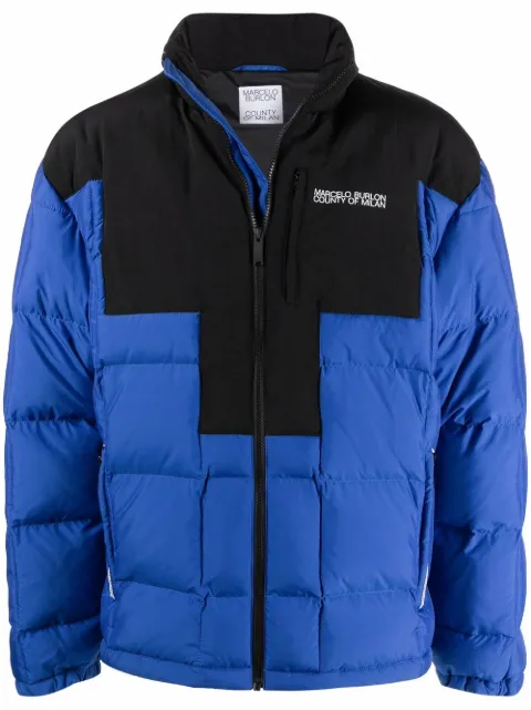 COUNTY OF MILAN quilted cross block jacket Blue CMED031F21FAB0014510