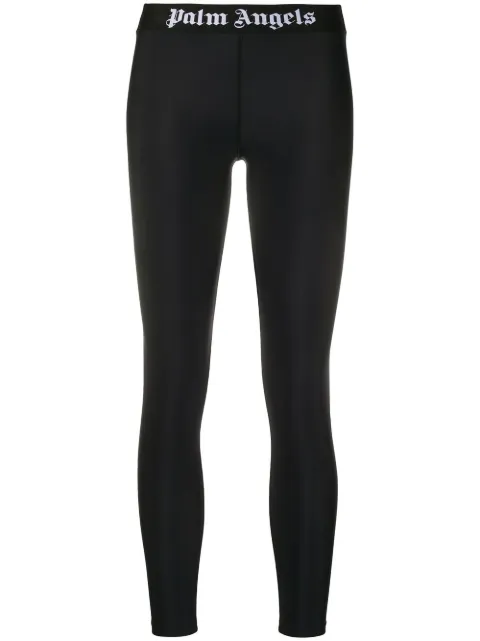Palm Angels logo-waistband cropped legging Black PWVG009C99FAB0011001