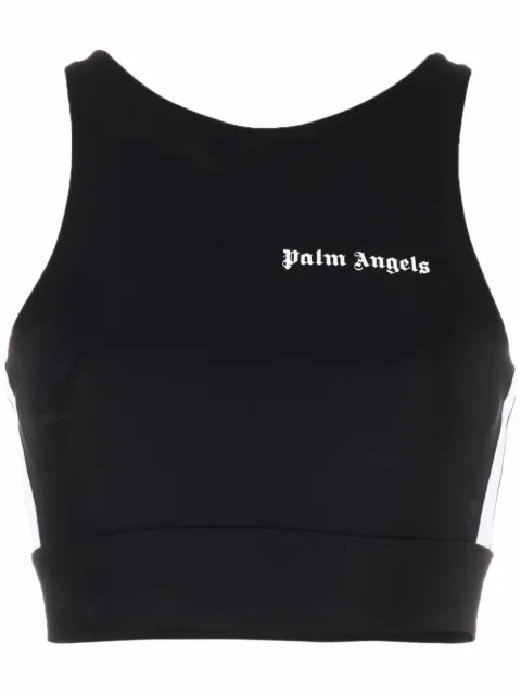 Palm Angels side-stripe cropped top Black PWVO001C99FAB002