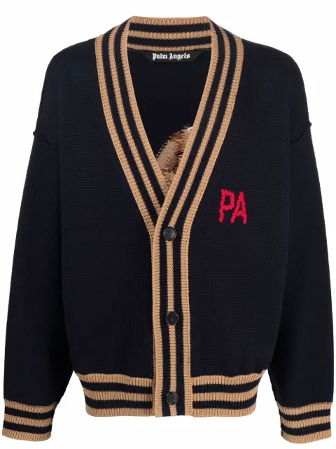 Palm Angels bear-motif cardigan Blue PMHB006F21KNI0011060