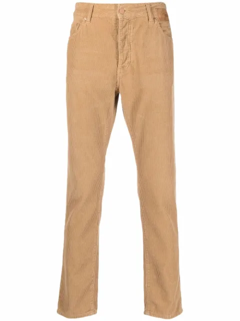 Palm Angels slim leg corduroy logo trousers Neutrals PMYA012F21DEN0016161