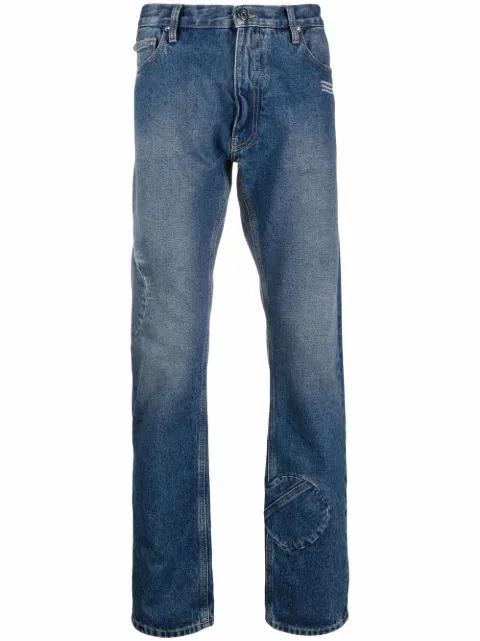 Off-White logo-print slim-fit jeans Blue OMYA126F21DEN0024501