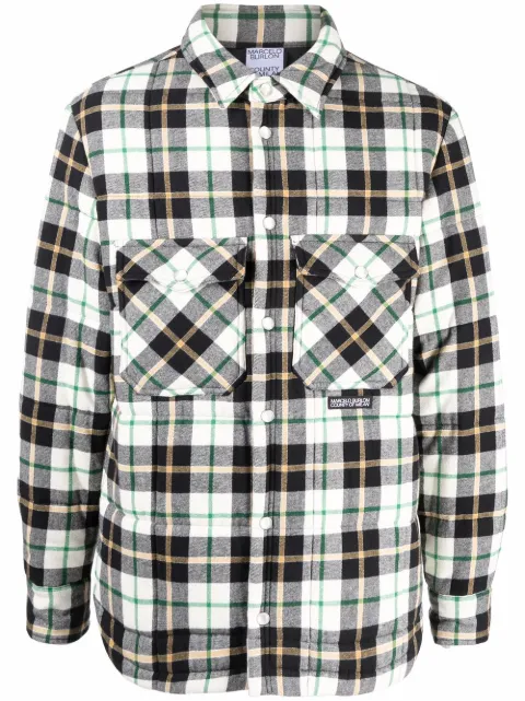 COUNTY OF MILAN logo-patch plaid shirt White CMEA160F21FAB0010410