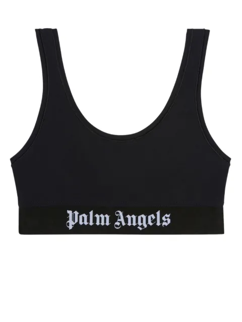 Palm Angels logo print sports bra Black PWAE001S21FAB001