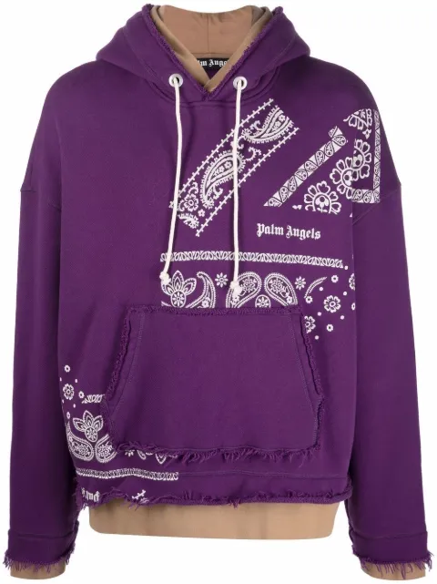Palm Angels bandana-print hoodie Purple PMBB106F21FLE0023705