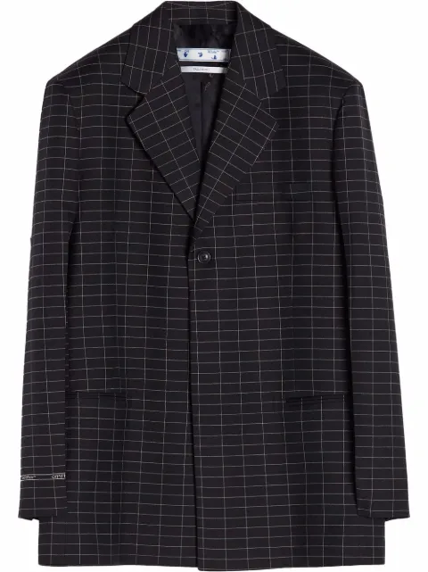 Off-White check-pattern single-breasted blazer Black OMEN024F21FAB0021000