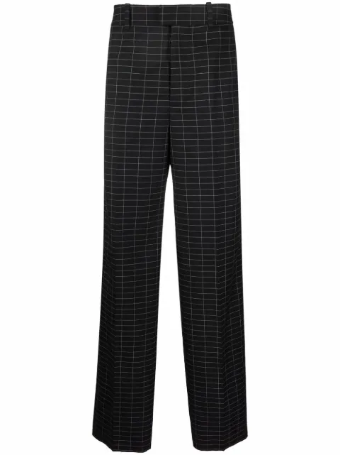 Off-White grid pattern straight leg trousers Black OMCA190F21FAB0051000