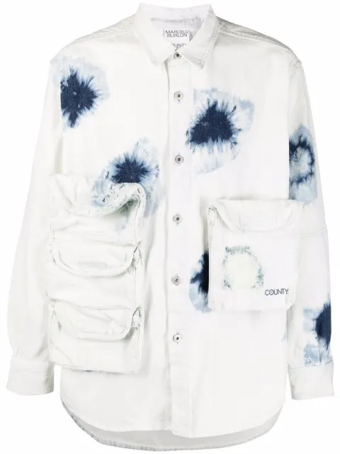 COUNTY OF MILAN multi-pocket denim shirt White CMYD015F21DEN0010149
