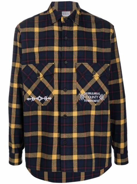 COUNTY OF MILAN folk check pattern shirt Blue CMGA073F21FAB0014916