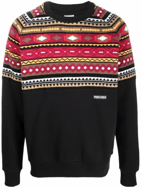 COUNTY OF MILAN folk-pattern sweatshirt Black CMHE037F21KNI0011027