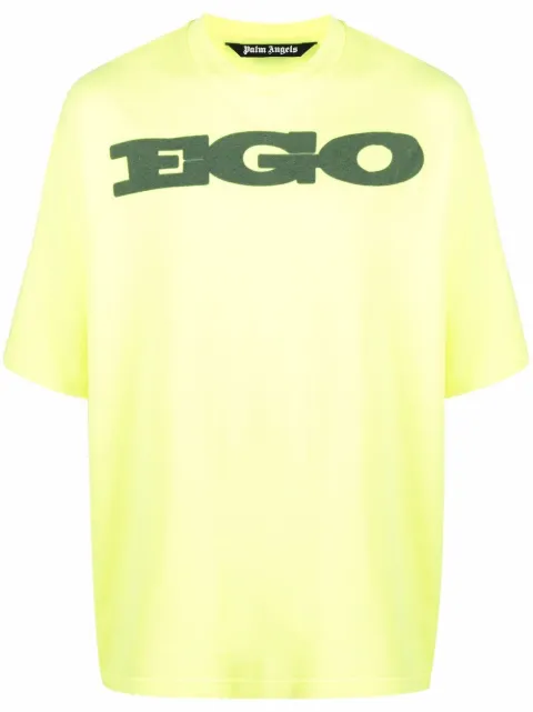Palm Angels Ego-print drop-shoulder T-shirt Yellow PMAA066F21JER0016510