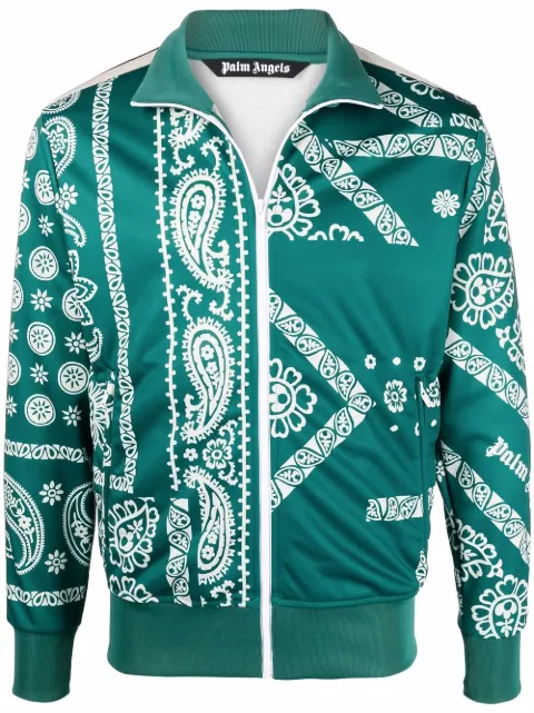Palm Angels bandana-print track jacket Green PMBD001F21FAB0055501