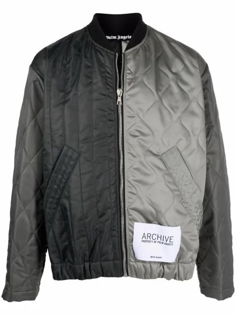 Palm Angels logo-print panelled bomber jacket Grey PMEA152F21FAB0010901