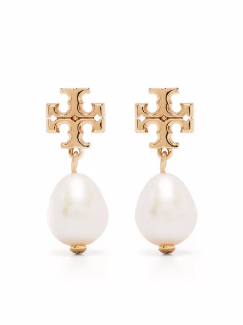 Tory Burch Kira pearl double hoop earrings Gold 65156