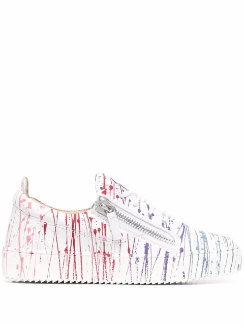 Giuseppe Zanotti Frankie paint-splatter sneakers White RS10034005