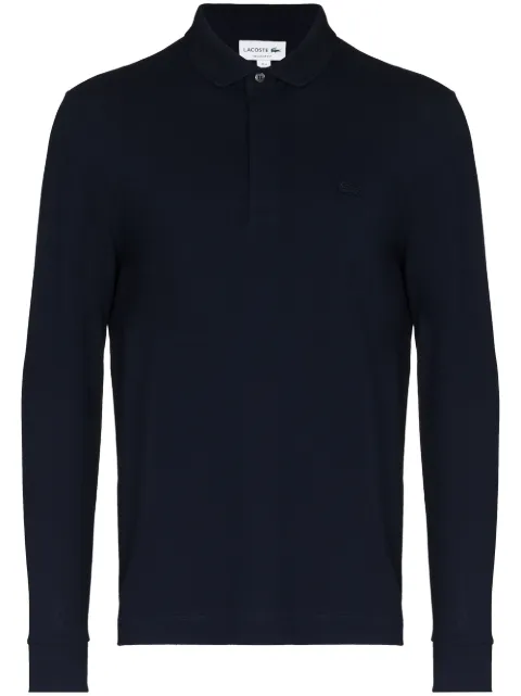 Lacoste logo-embroidered long-sleeve polo shirt Blue PH248100