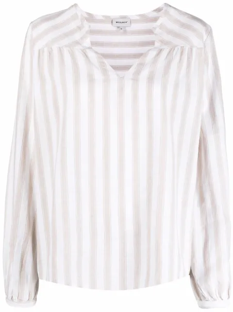 Woolrich striped V-neck blouse Neutrals CFWWSI0090FRUT2589