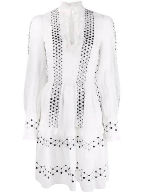 Temperley London Robin long-sleeve mini dress White 21UROB54067
